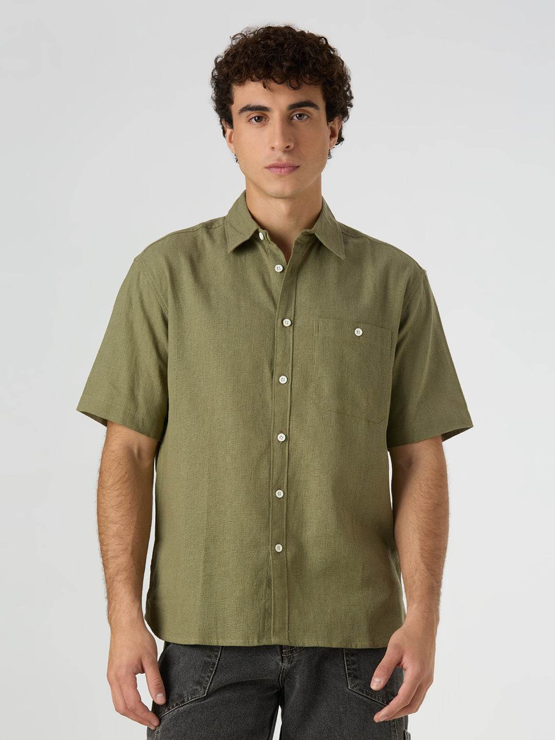 Crackle Half-Sleeves shirt - Basil