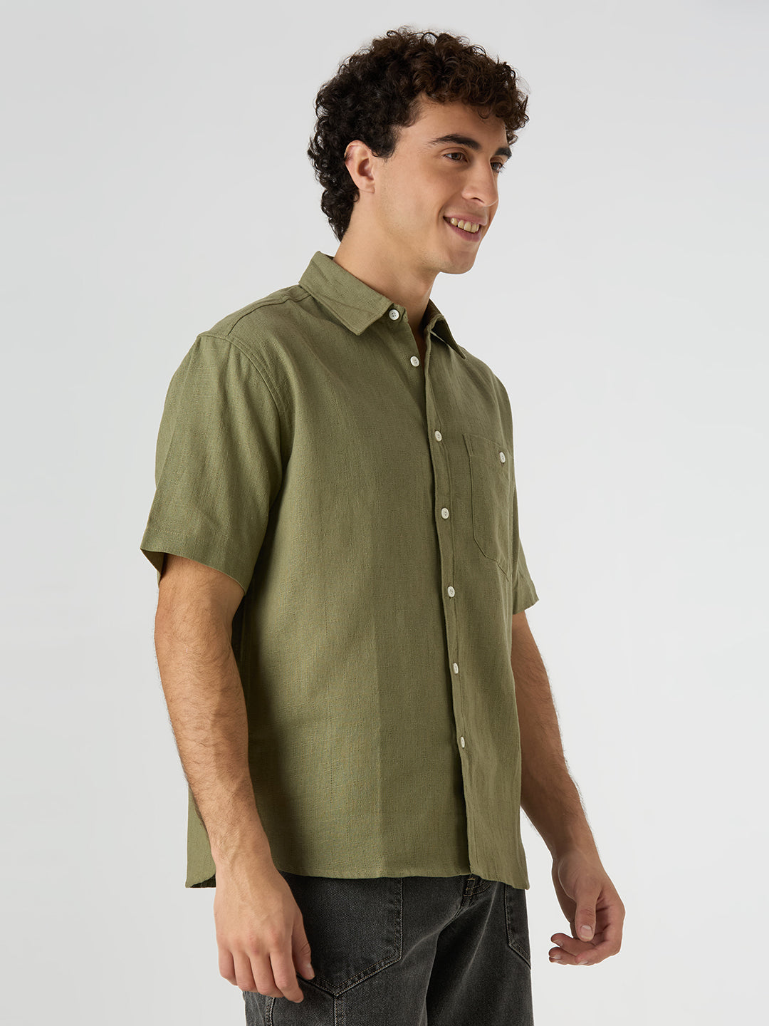 Crackle Half-Sleeves shirt - Basil