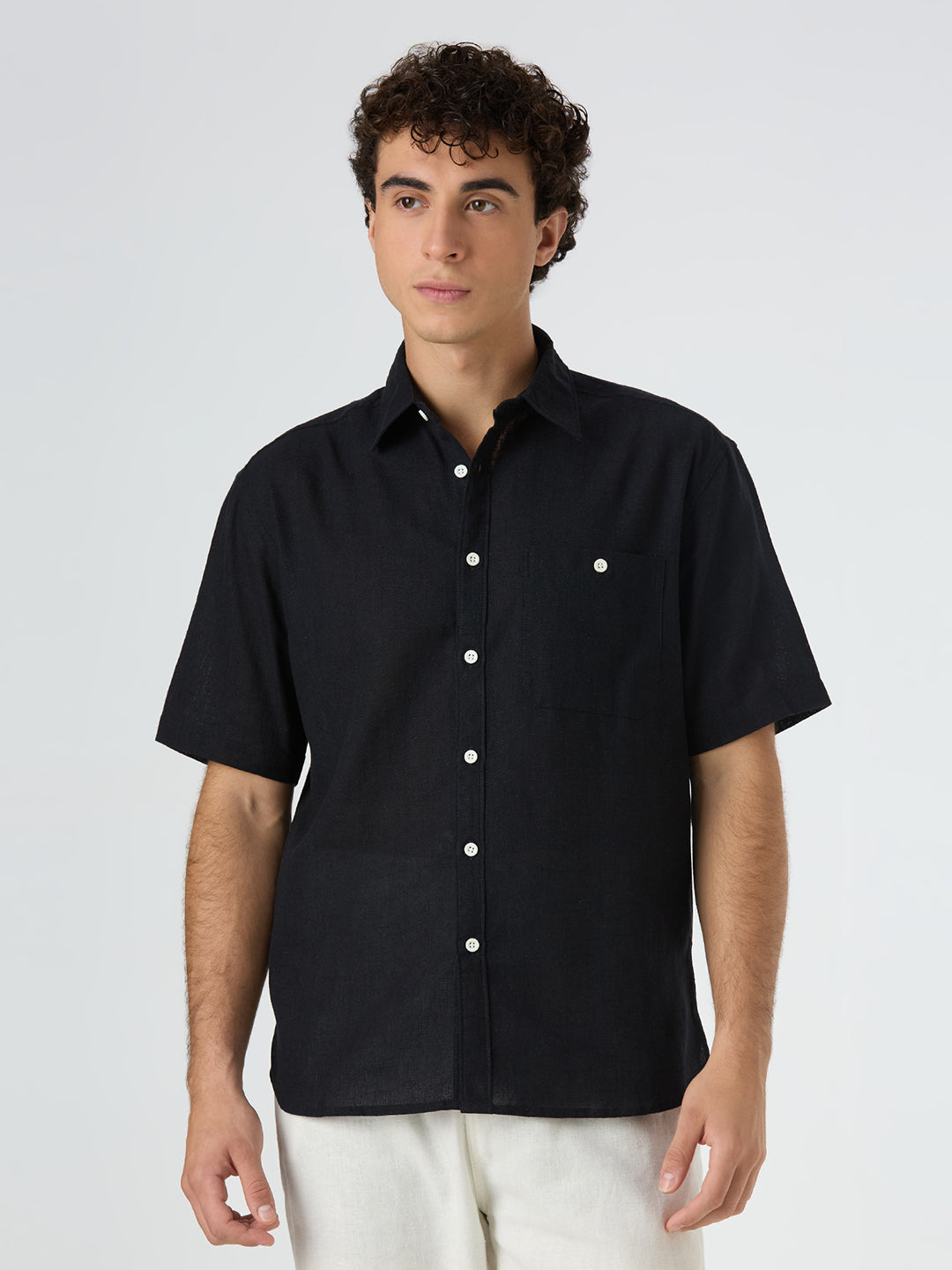 Crackle Half-Sleeves shirt - Black