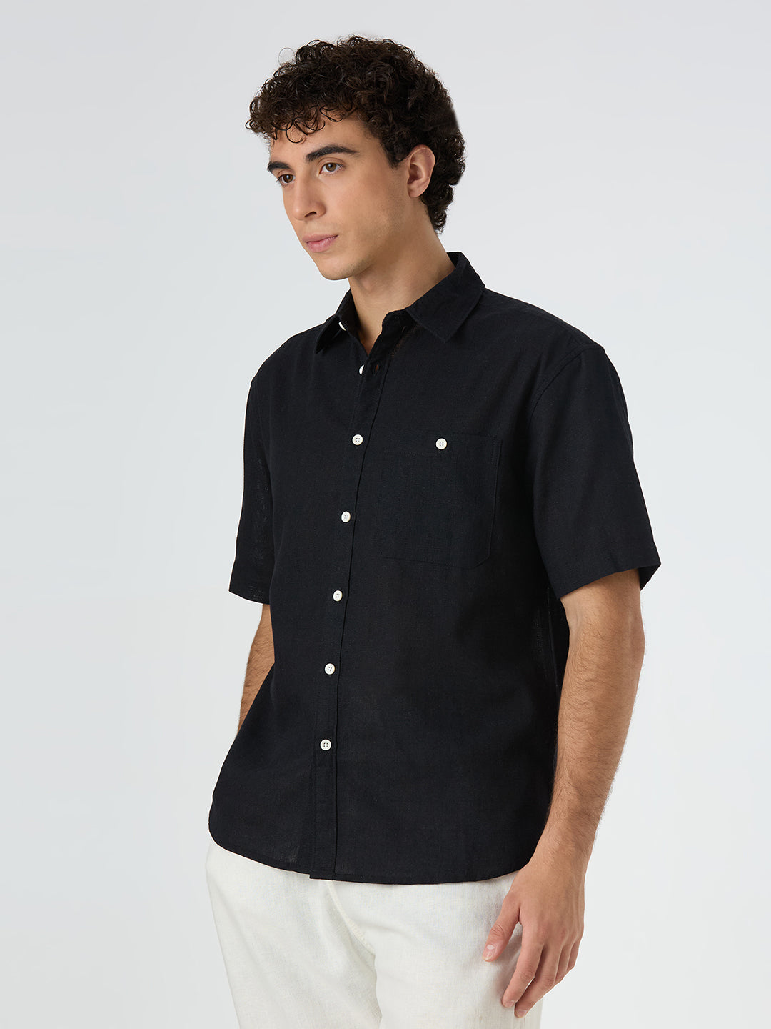 Crackle Half-Sleeves shirt - Black