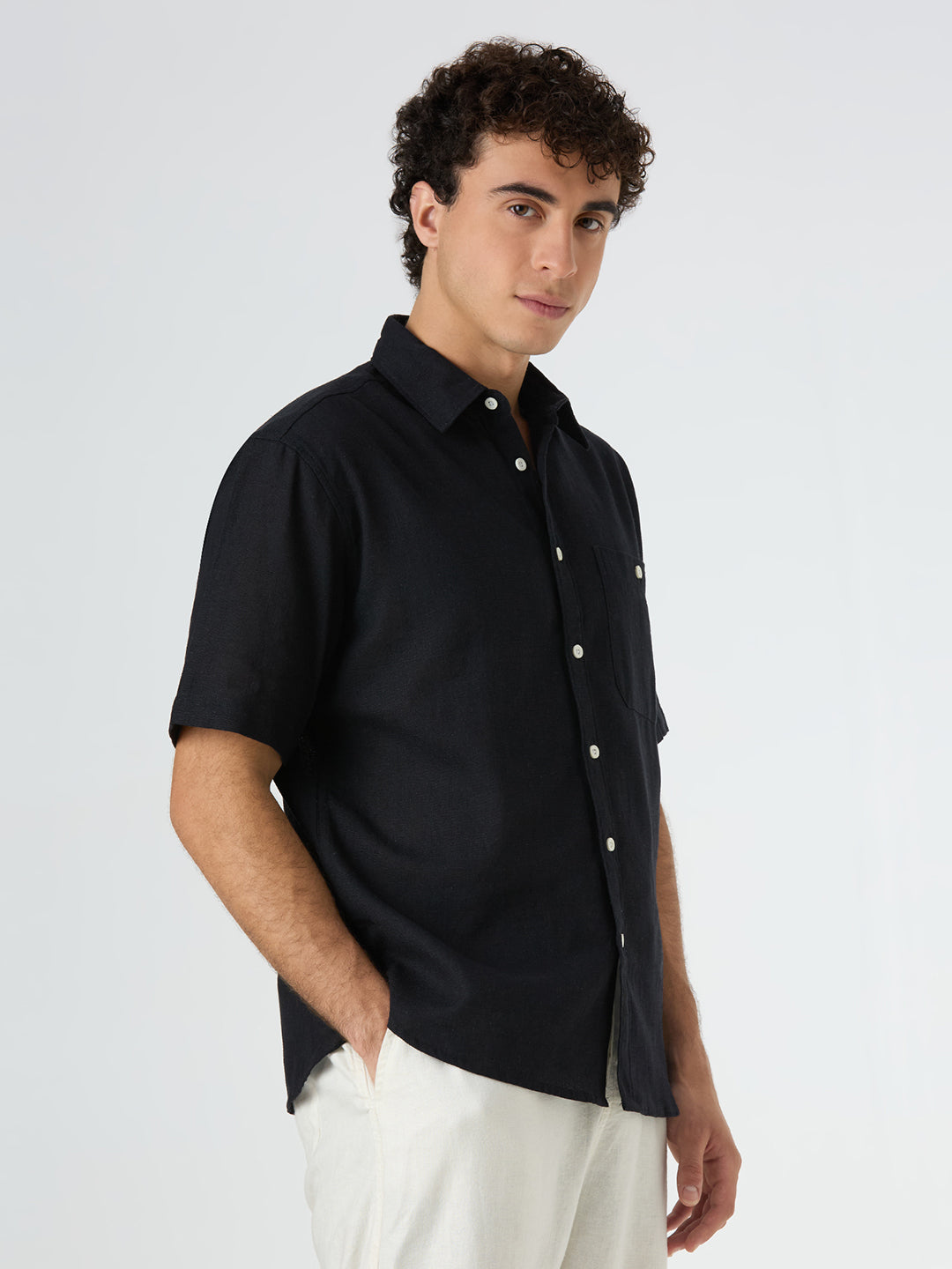 Crackle Half-Sleeves shirt - Black