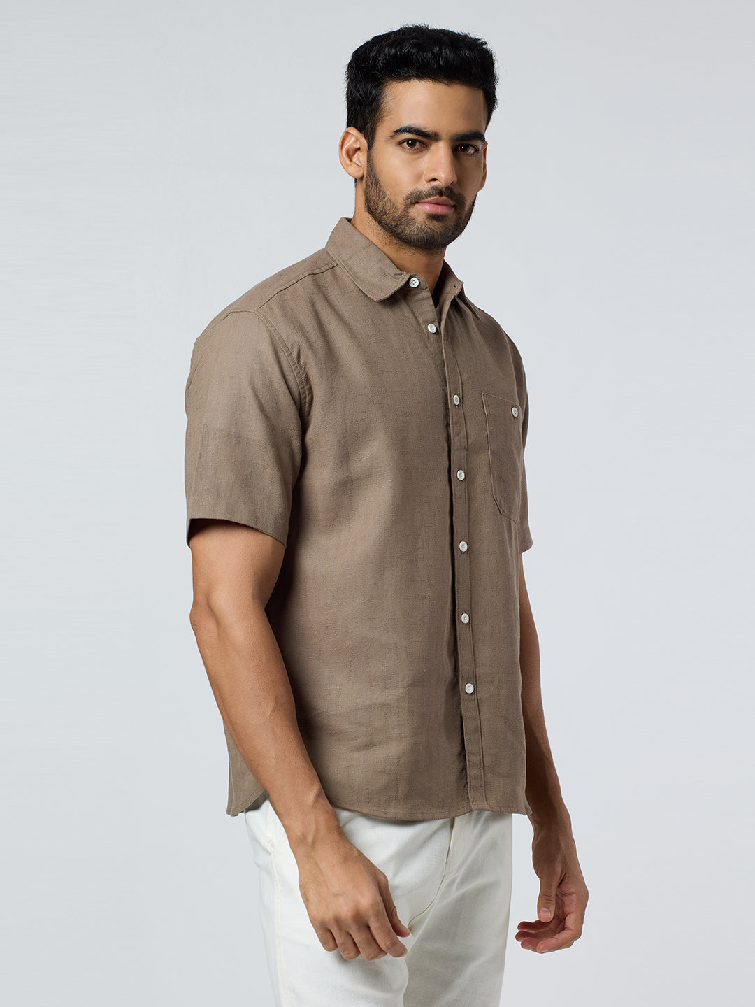 Crackle Half-Sleeves shirt - Brown