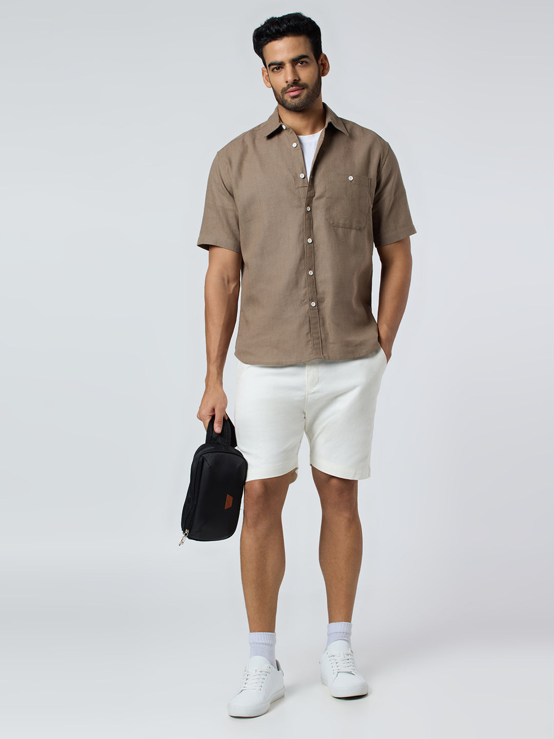 Crackle Half-Sleeves shirt - Brown