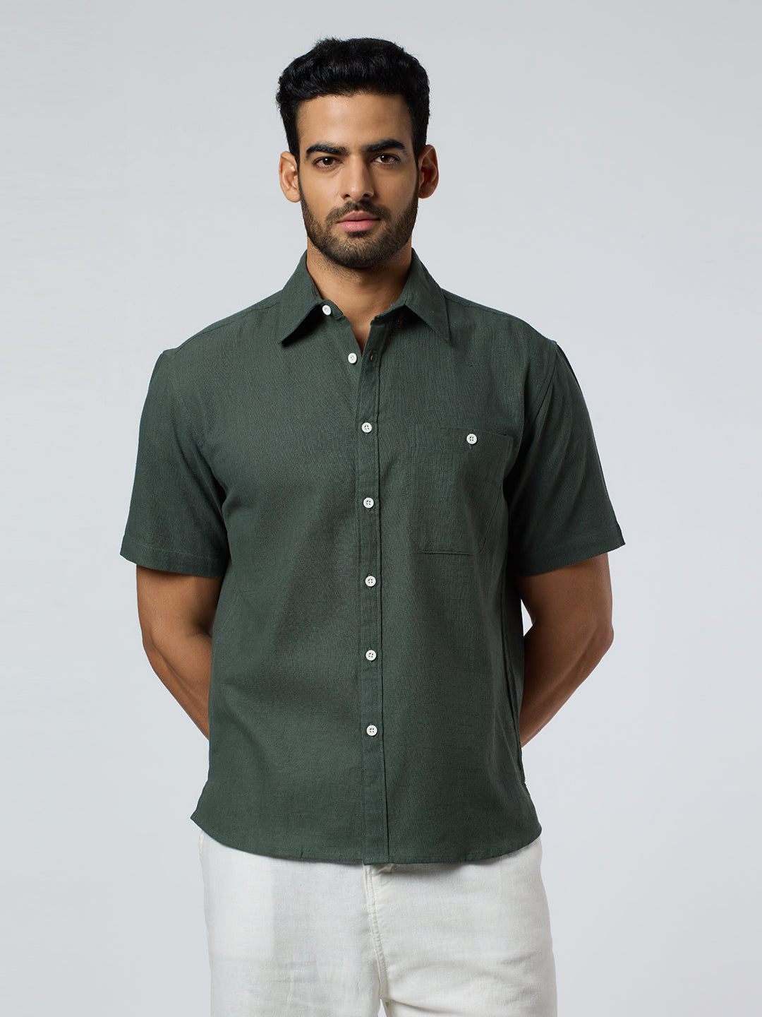 Crackle Half-Sleeves shirt - Green
