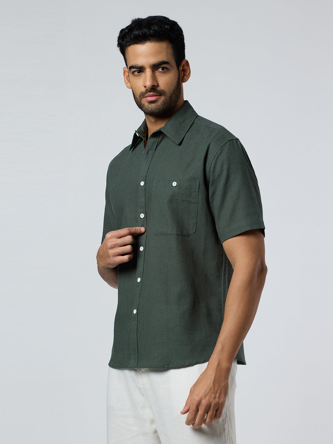 Crackle Half-Sleeves shirt - Green