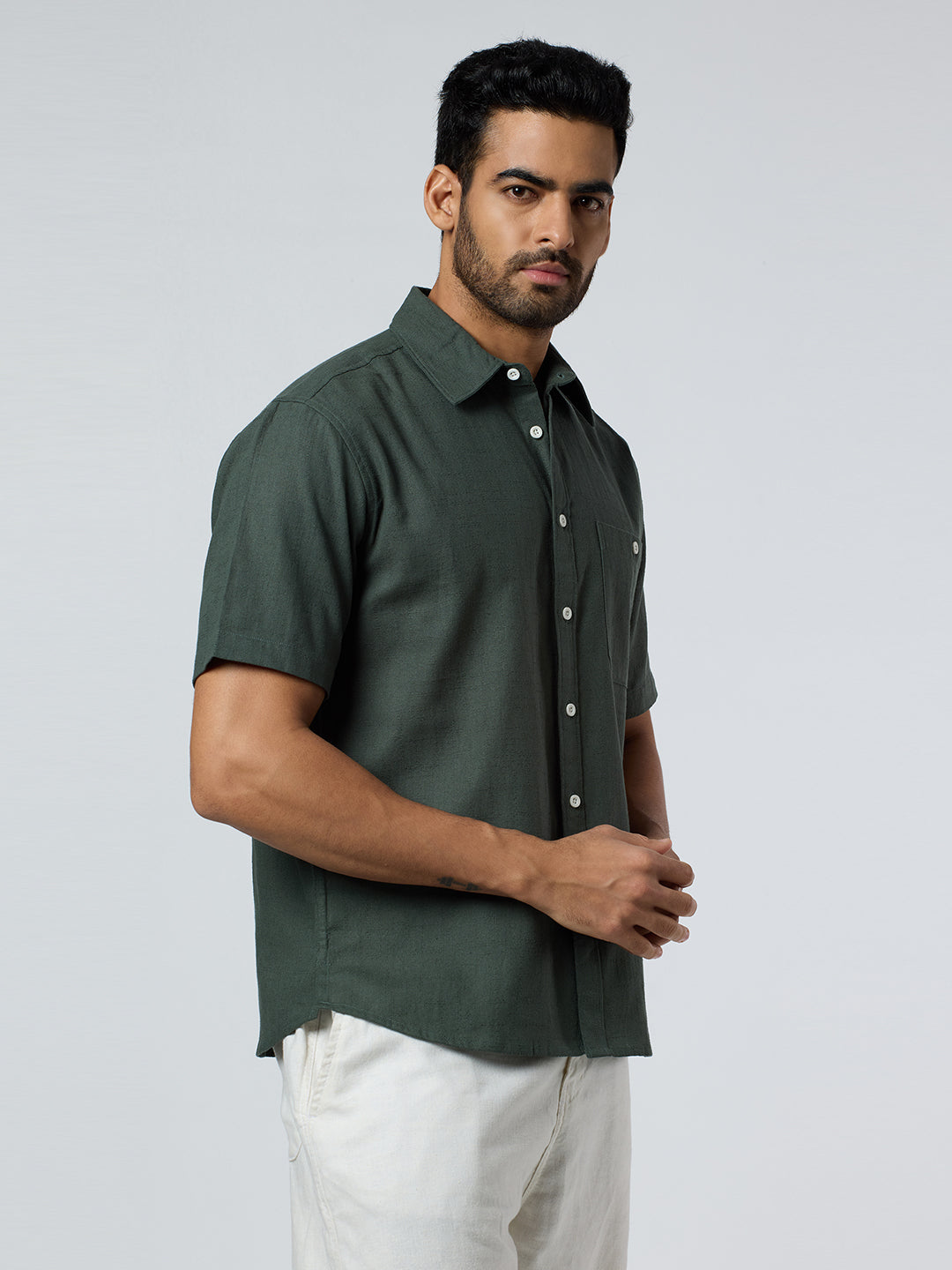 Crackle Half-Sleeves shirt - Green