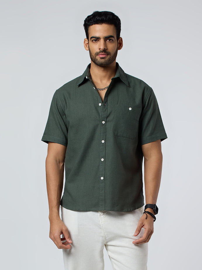 Crackle Half-Sleeves shirt - Green