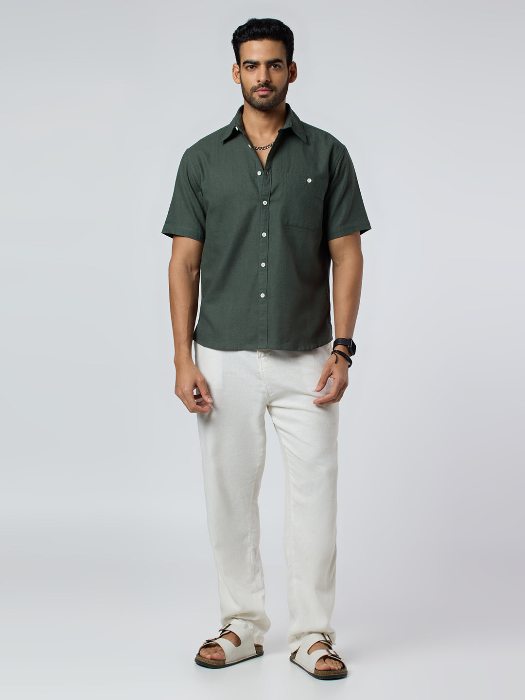 Crackle Half-Sleeves shirt - Green