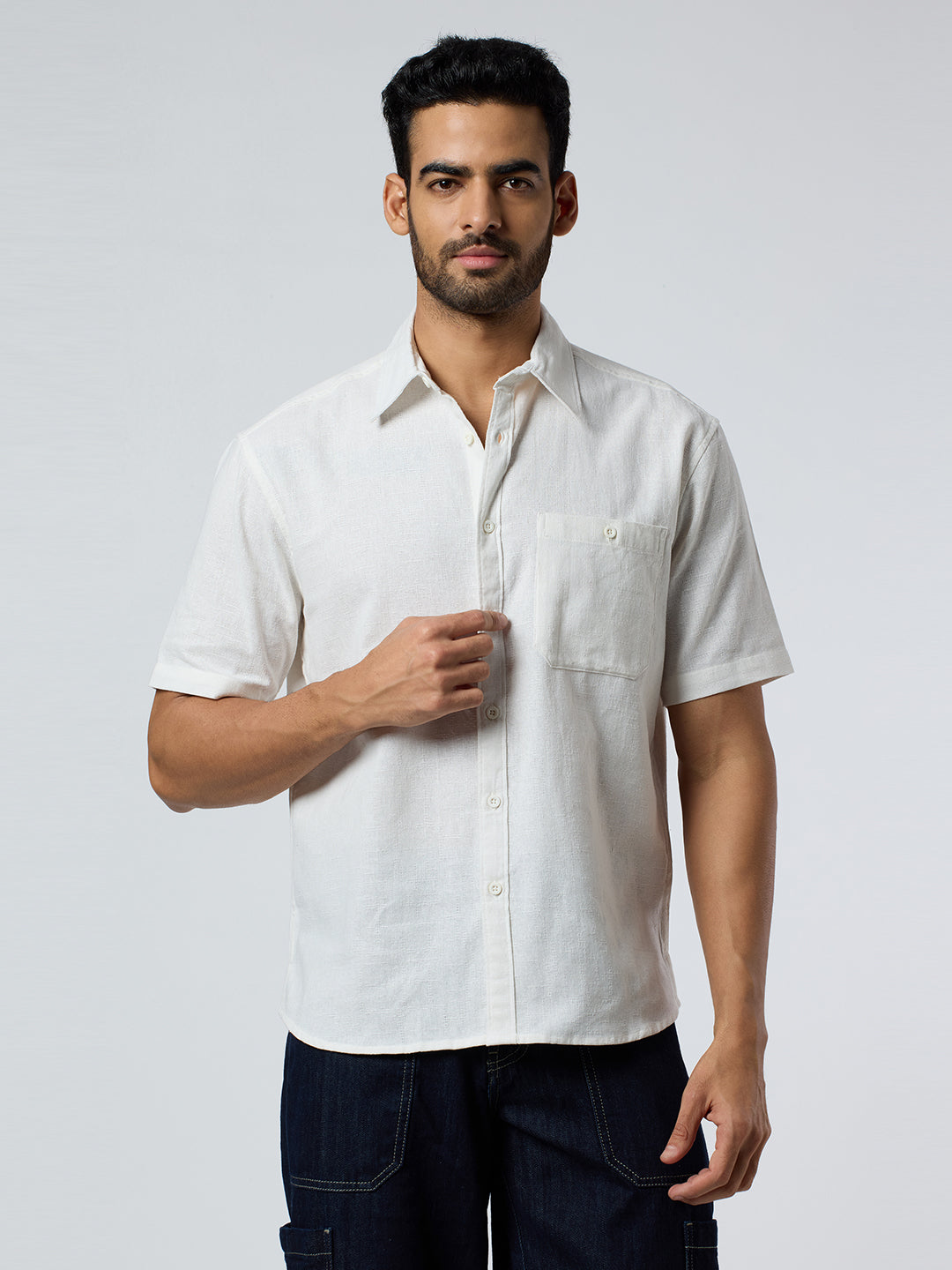 Crackle Half-Sleeves shirt - White