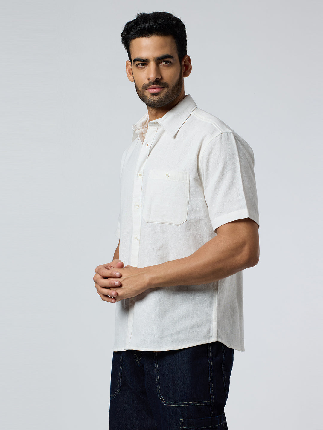 Crackle Half-Sleeves shirt - White