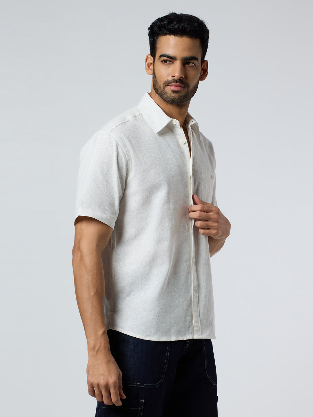 Crackle Half-Sleeves shirt - White