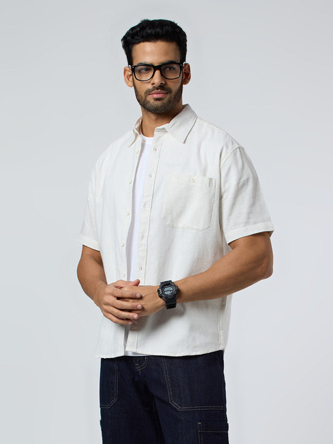 Crackle Half-Sleeves shirt - White