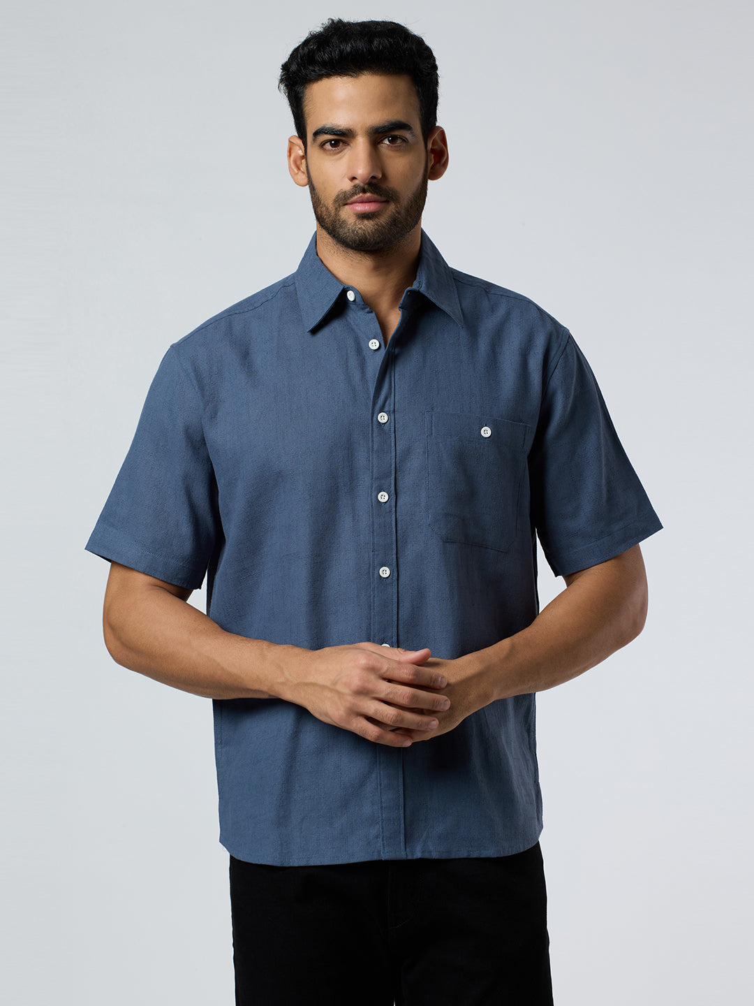 Crackle Half-Sleeves shirt - Blue