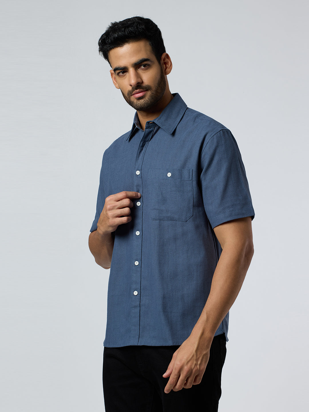 Crackle Half-Sleeves shirt - Blue