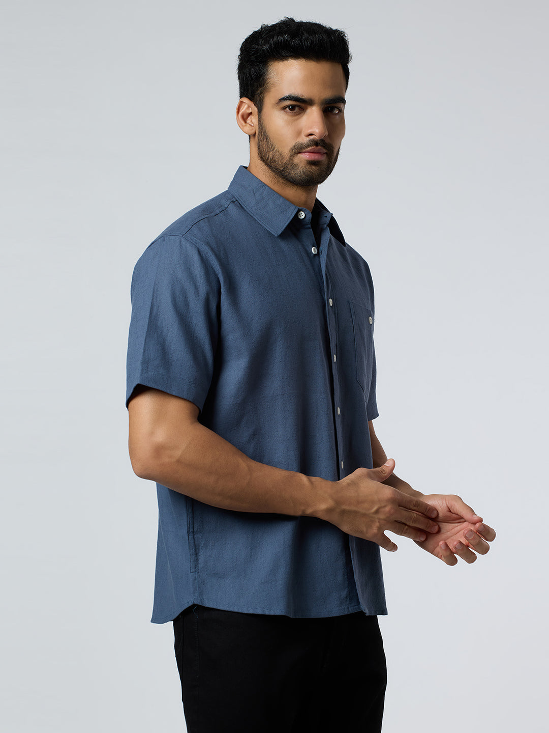Crackle Half-Sleeves shirt - Blue