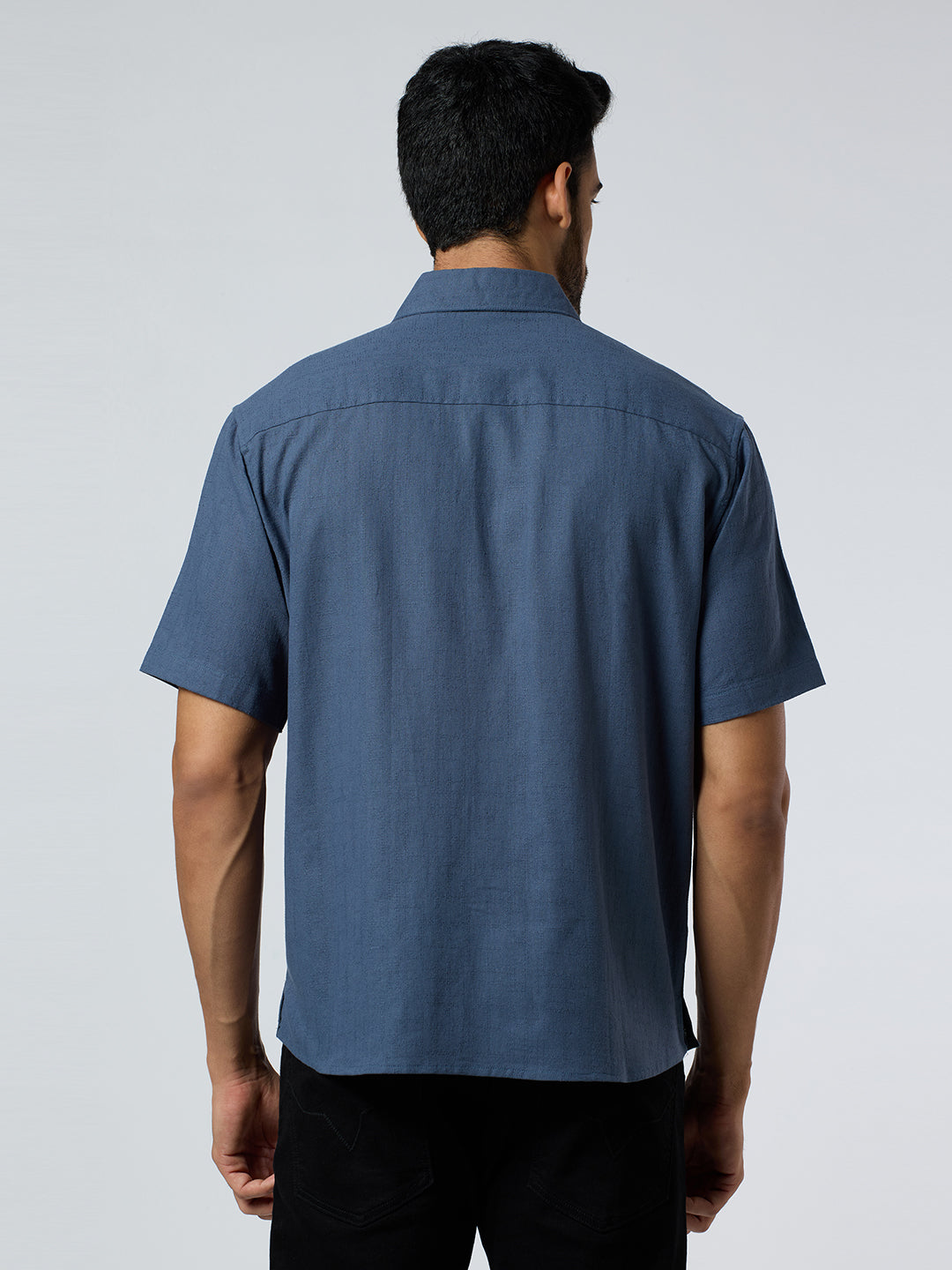 Crackle Half-Sleeves shirt - Blue