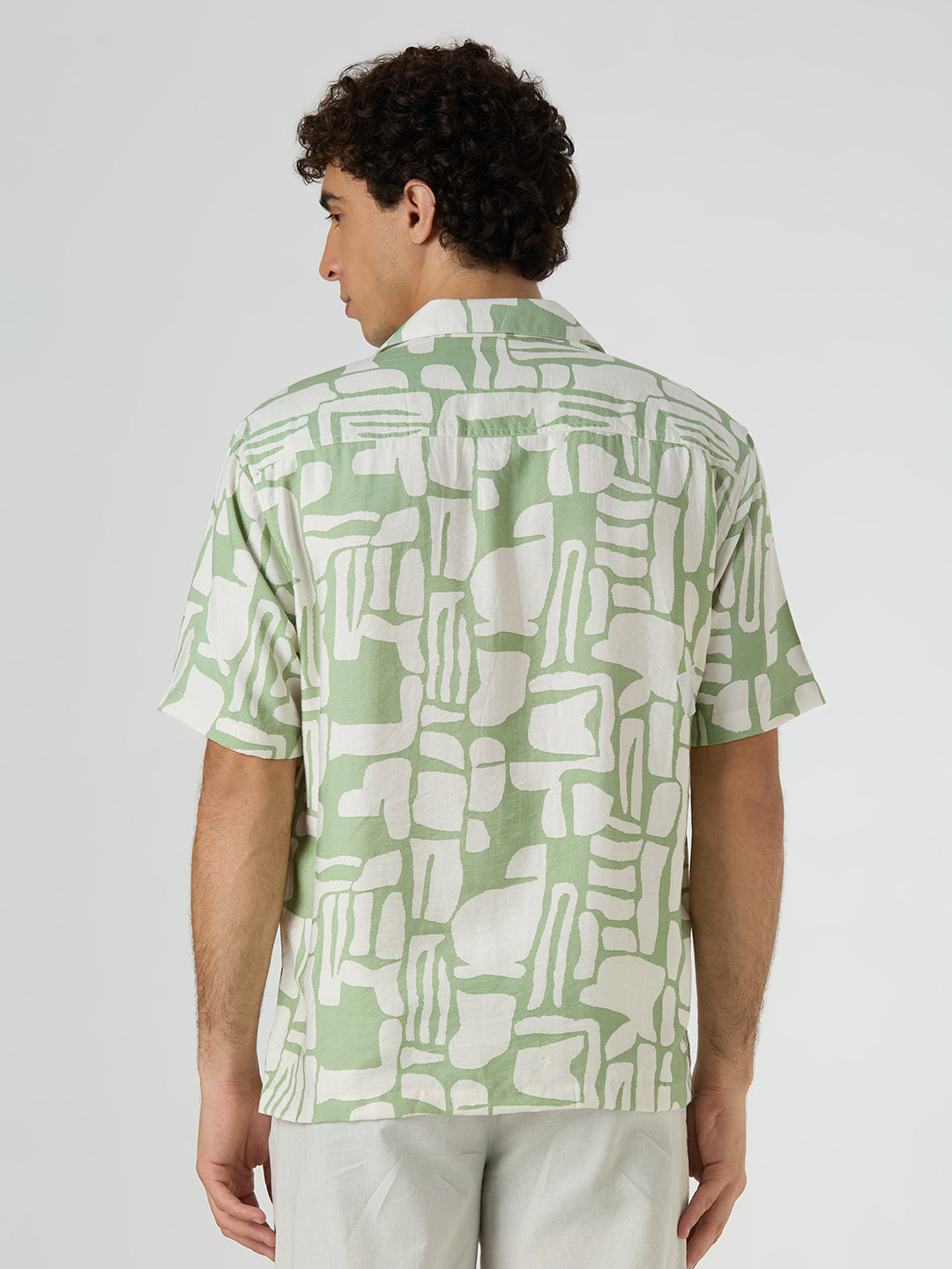 Flint Half-Sleeves Printed Cuban Collar Shirt - Green