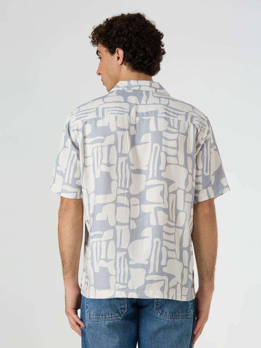Flint Half-Sleeves Printed Cuban Collar Shirt - Grey