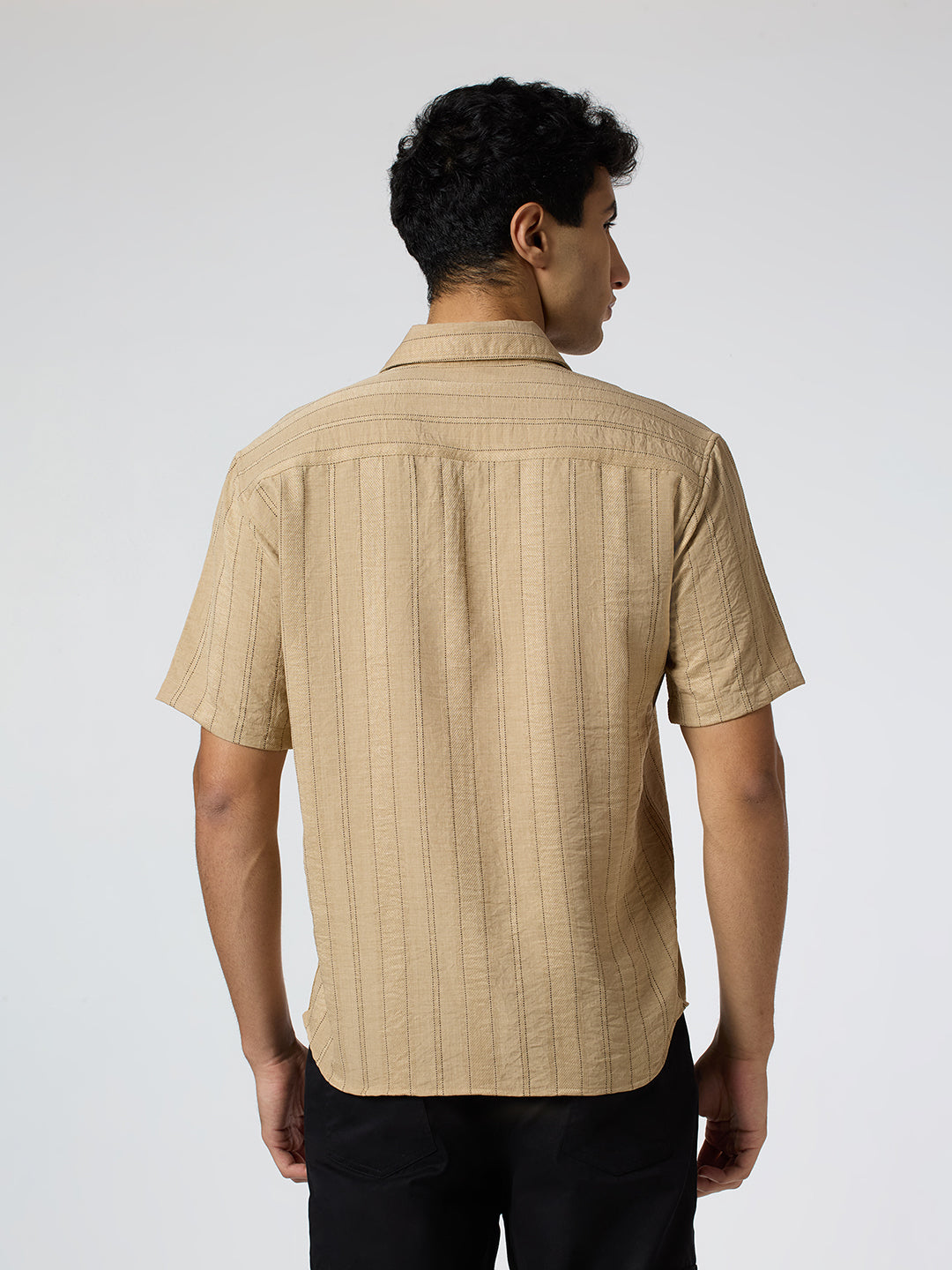 Gridplay Half-Sleeves Striped shirt - Beige