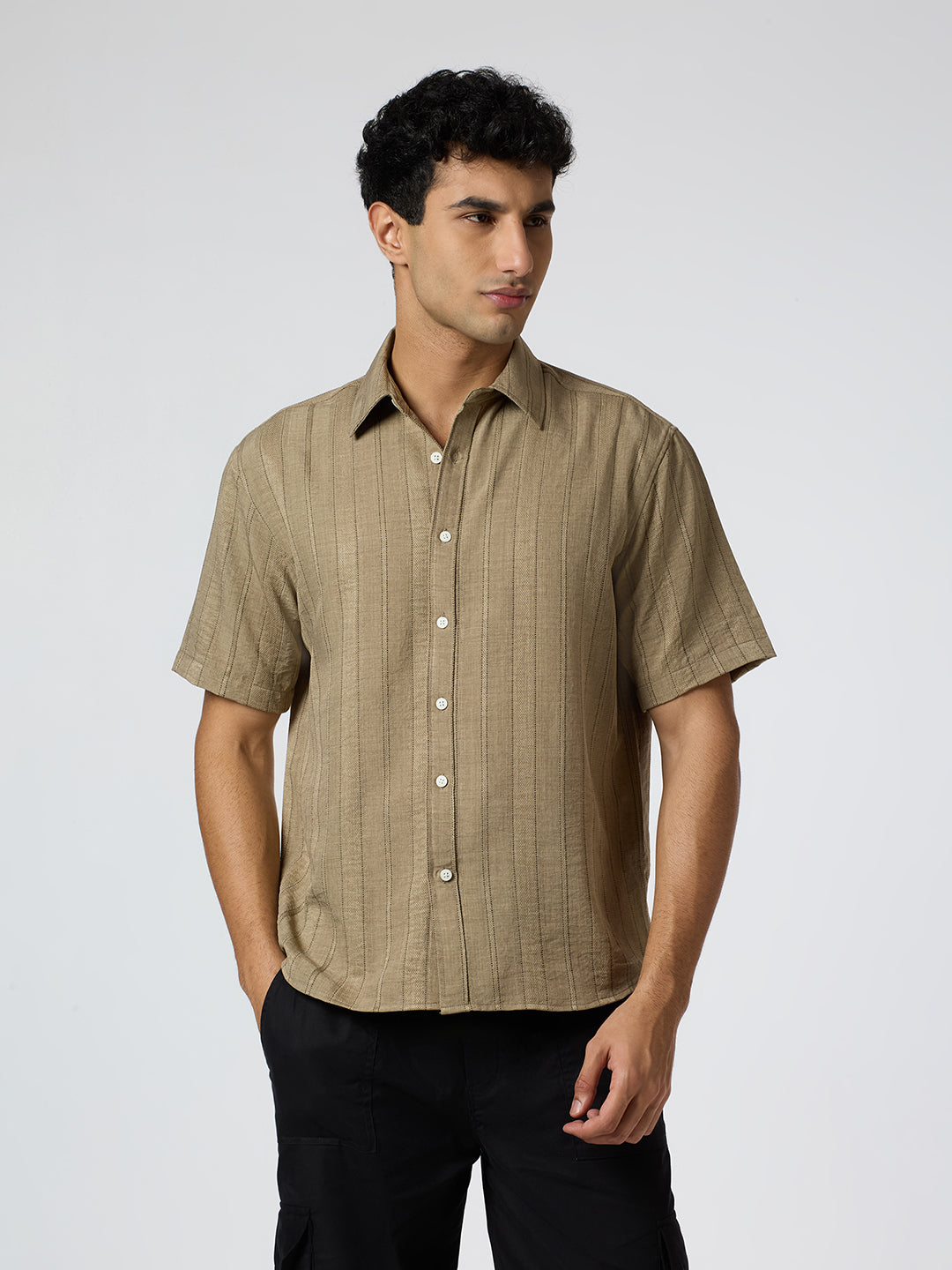Gridplay Half-Sleeves Striped shirt - Dark Brown