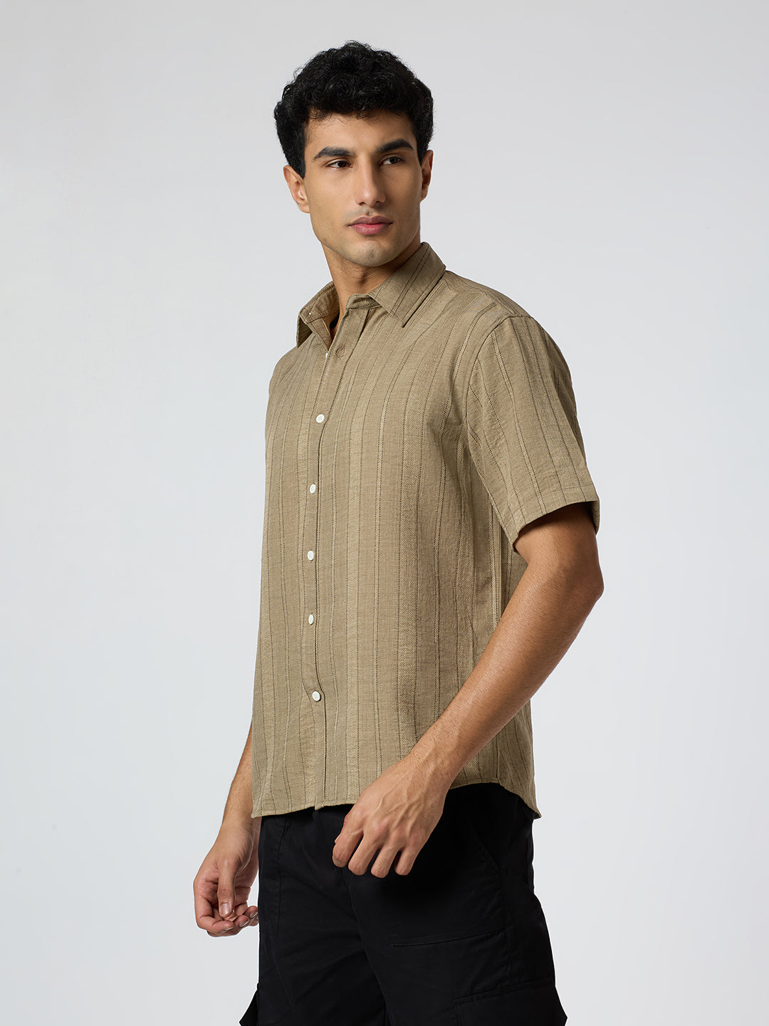 Gridplay Half-Sleeves Striped shirt - Dark Brown