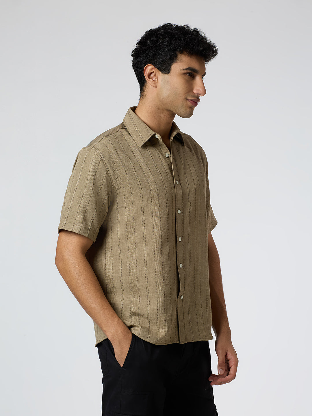Gridplay Half-Sleeves Striped shirt - Dark Brown