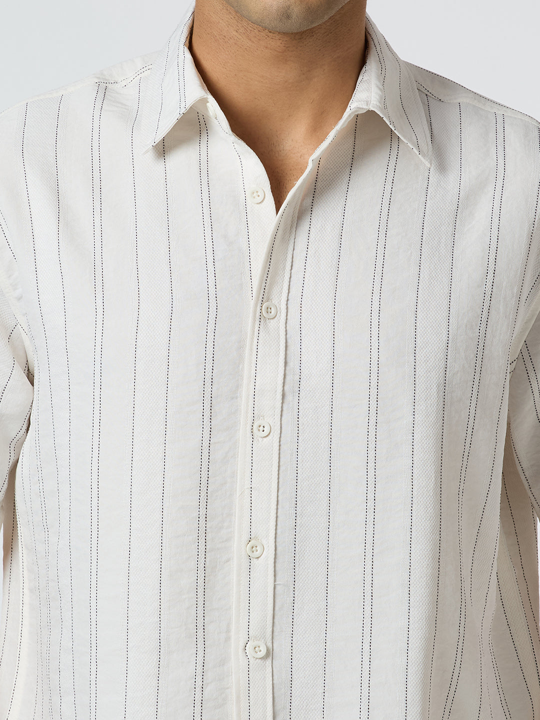 Gridplay Half-Sleeves Striped shirt - White