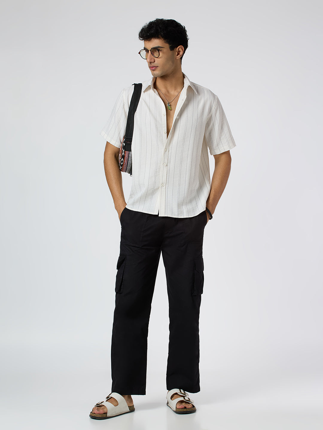 Gridplay Half-Sleeves Striped shirt - White