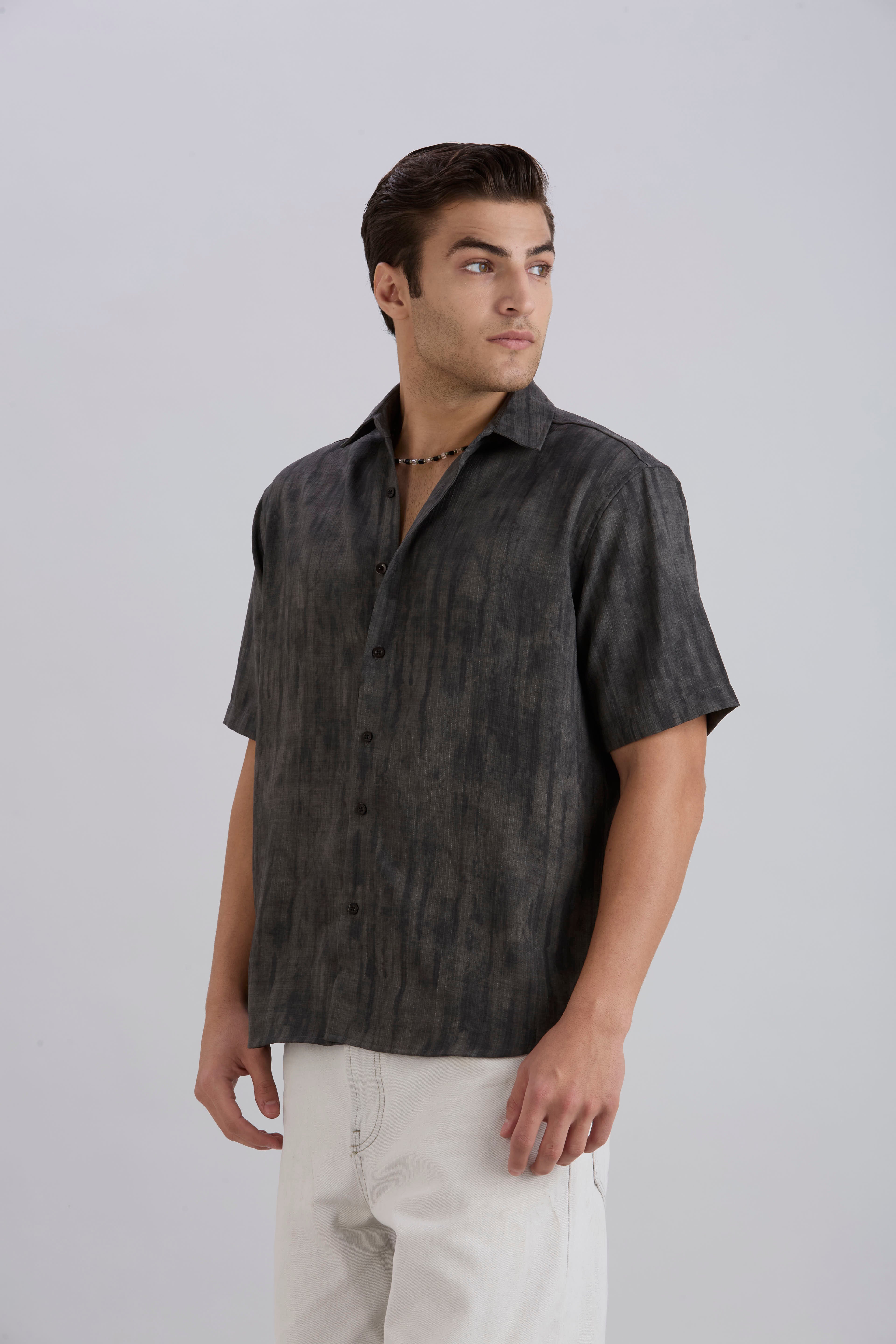 Mist Half-Sleeves Textured shirt - Grey