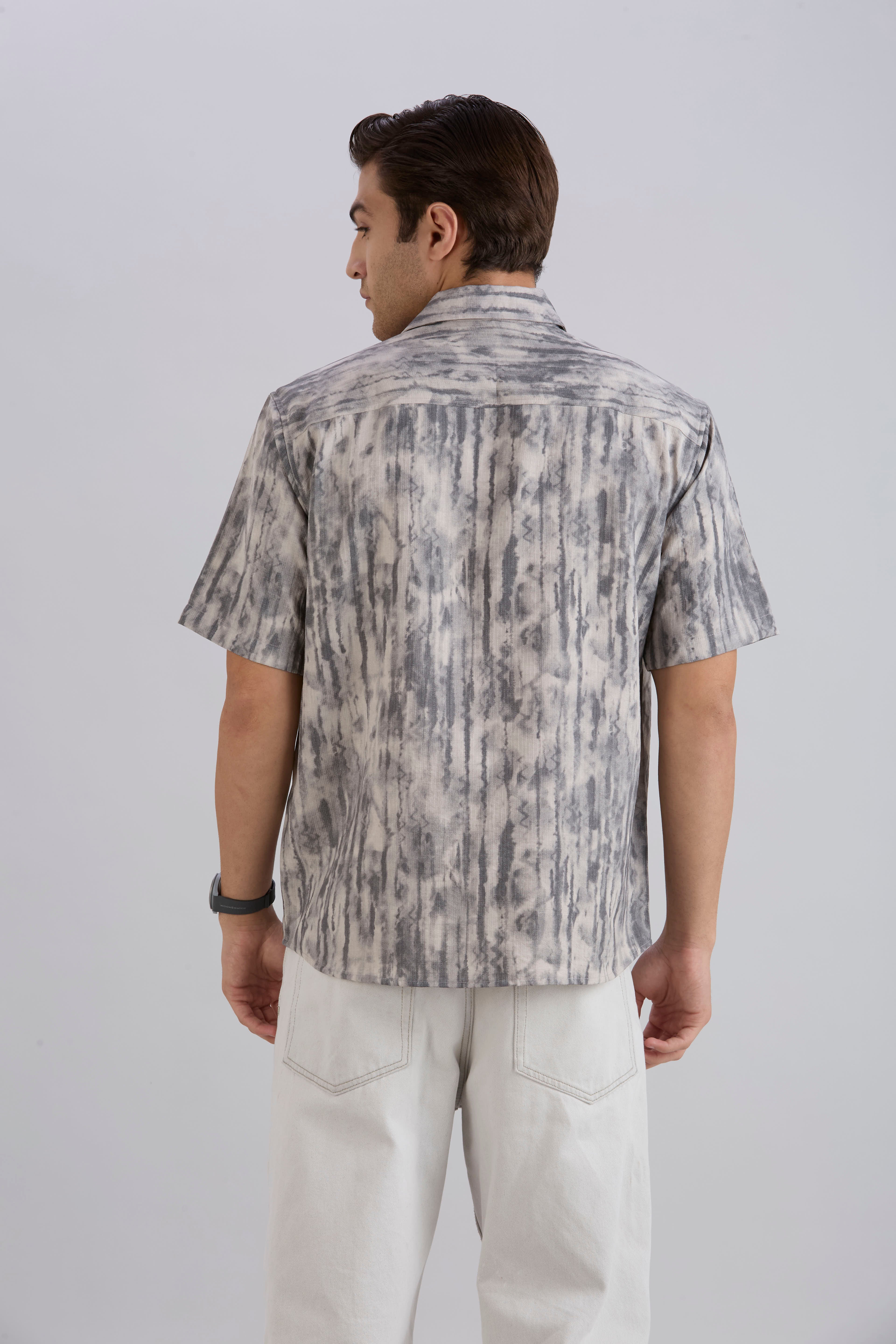 Mist Half-Sleeves Textured shirt - Beige