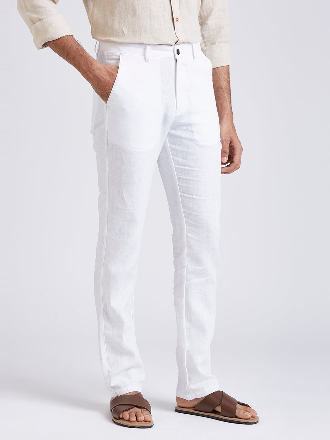SWAN - PURE LINEN PANTS - WHITE