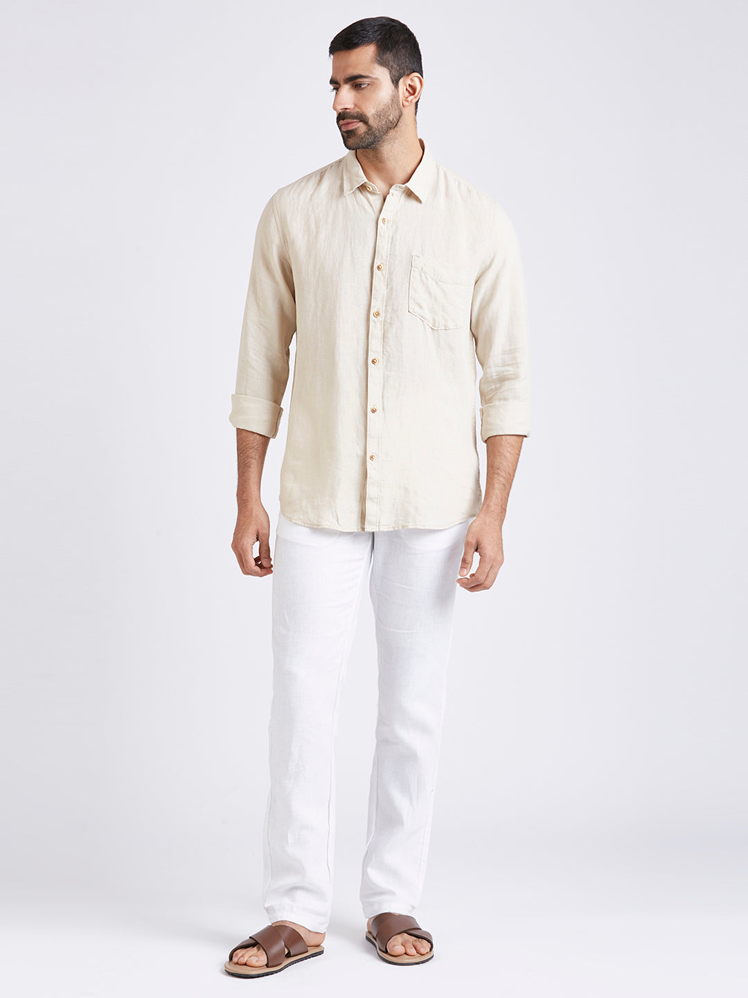SWAN - PURE LINEN PANTS - WHITE