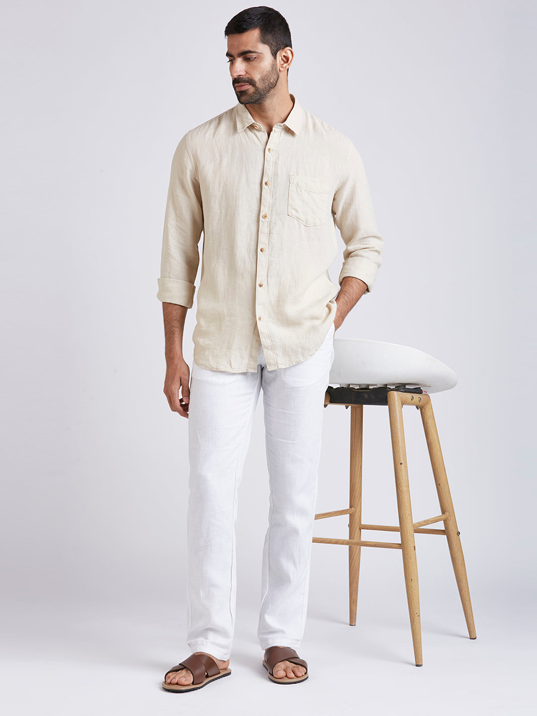 SWAN - PURE LINEN PANTS - WHITE