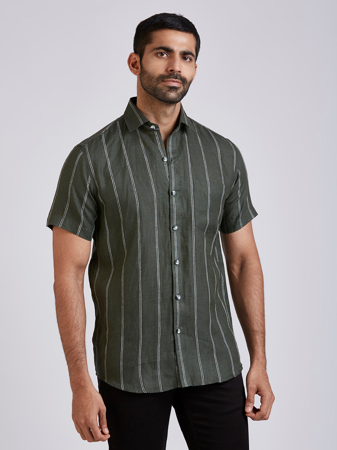 Slick - Pure Linen stripe shirt