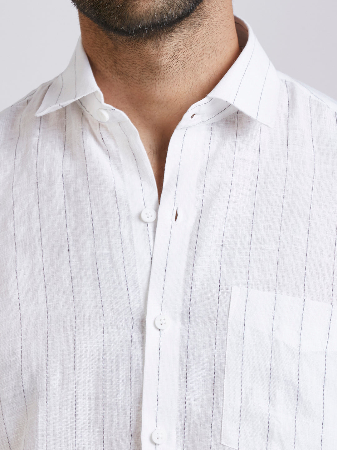 Milky - Pure Linen stripe shirt