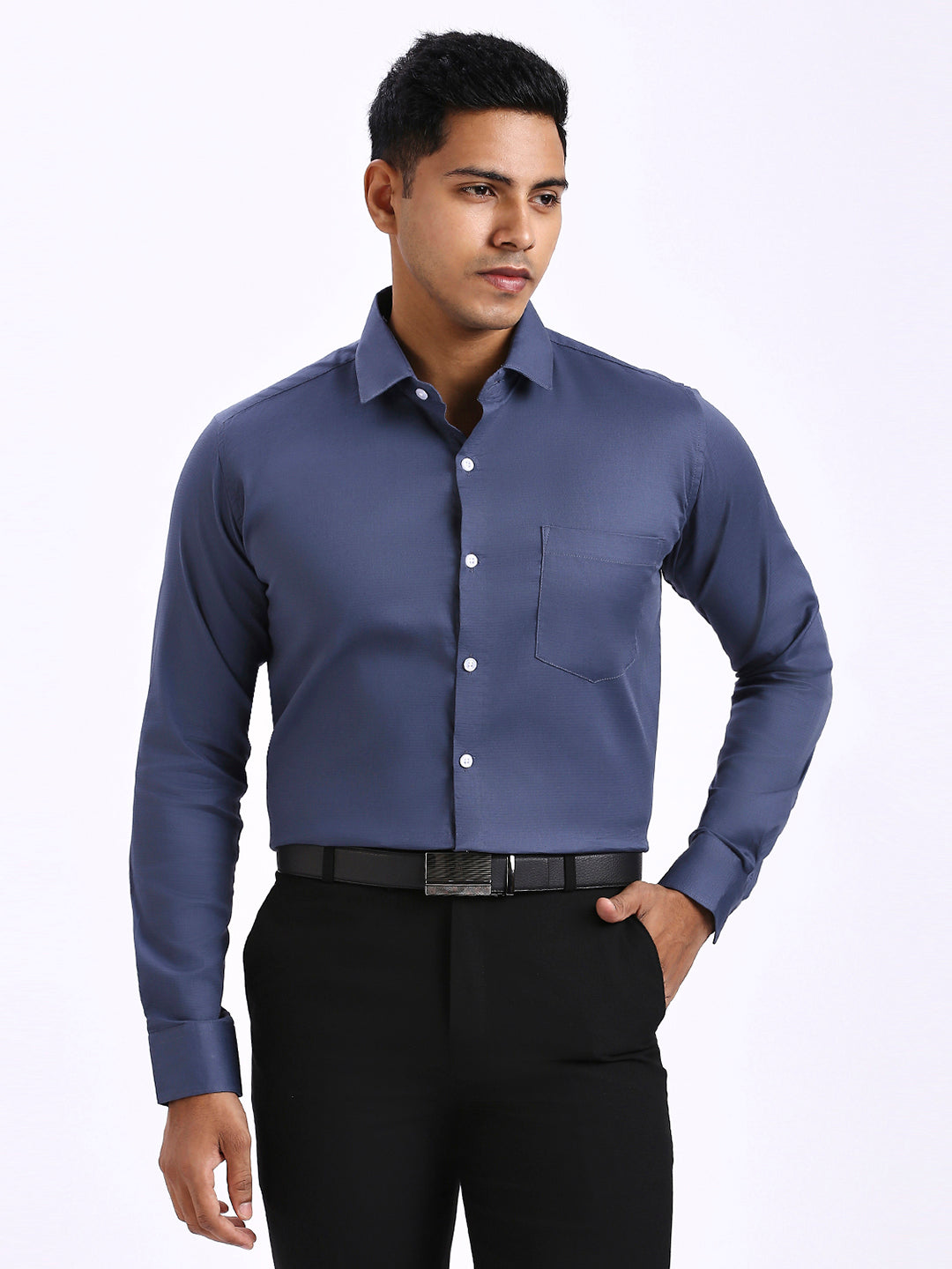 Denver - Classic Dobby Shirt - Cobalt