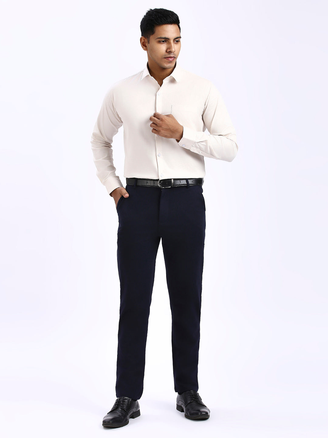 Denver - Classic Dobby Shirt - Beige