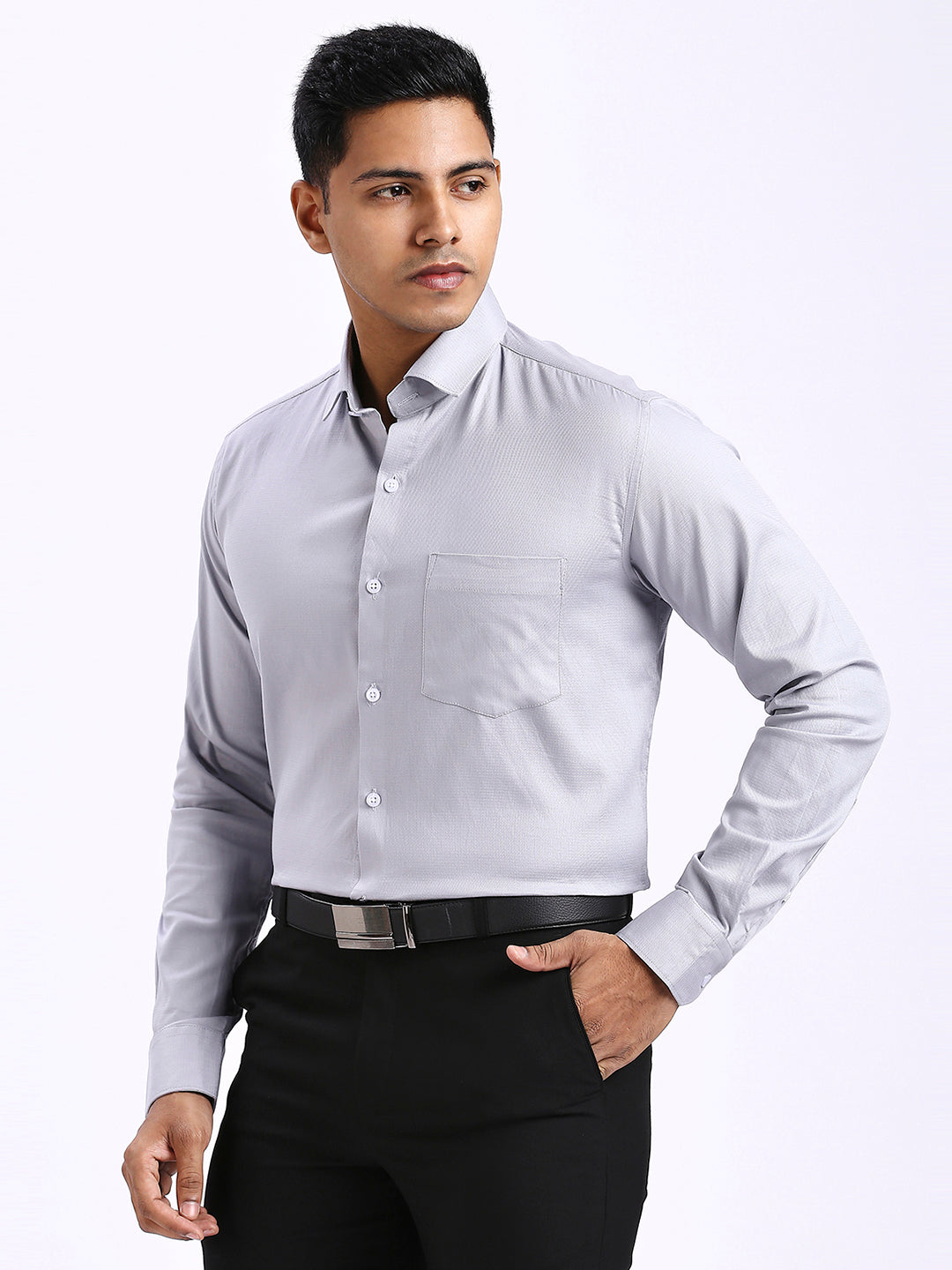Denver - Classic Dobby Shirt - Grey