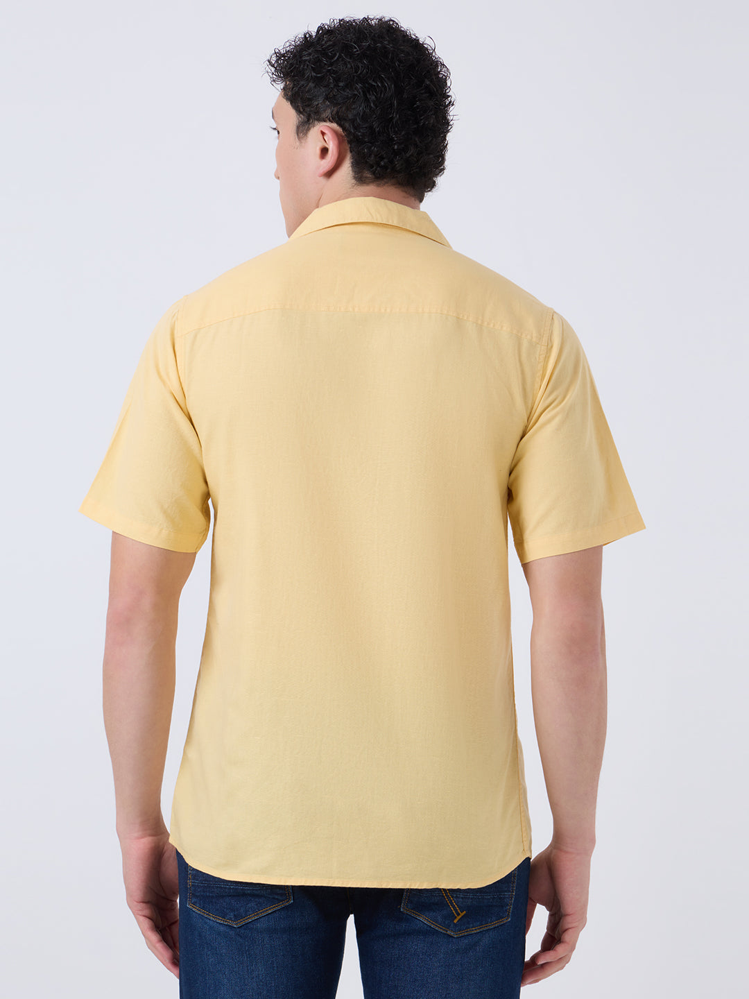 Santorini Half-Sleeves Linen Shirt - Yellow