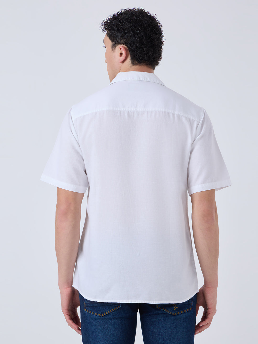 Santorini Half-Sleeves Linen Shirt - White