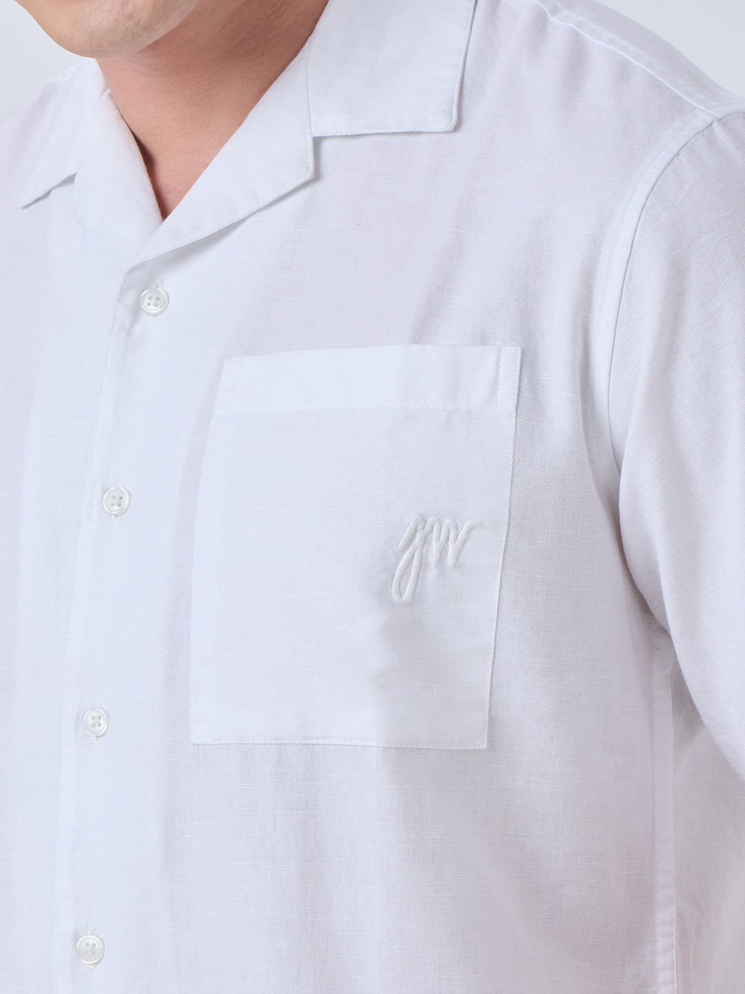 Santorini Half-Sleeves Linen Shirt - White