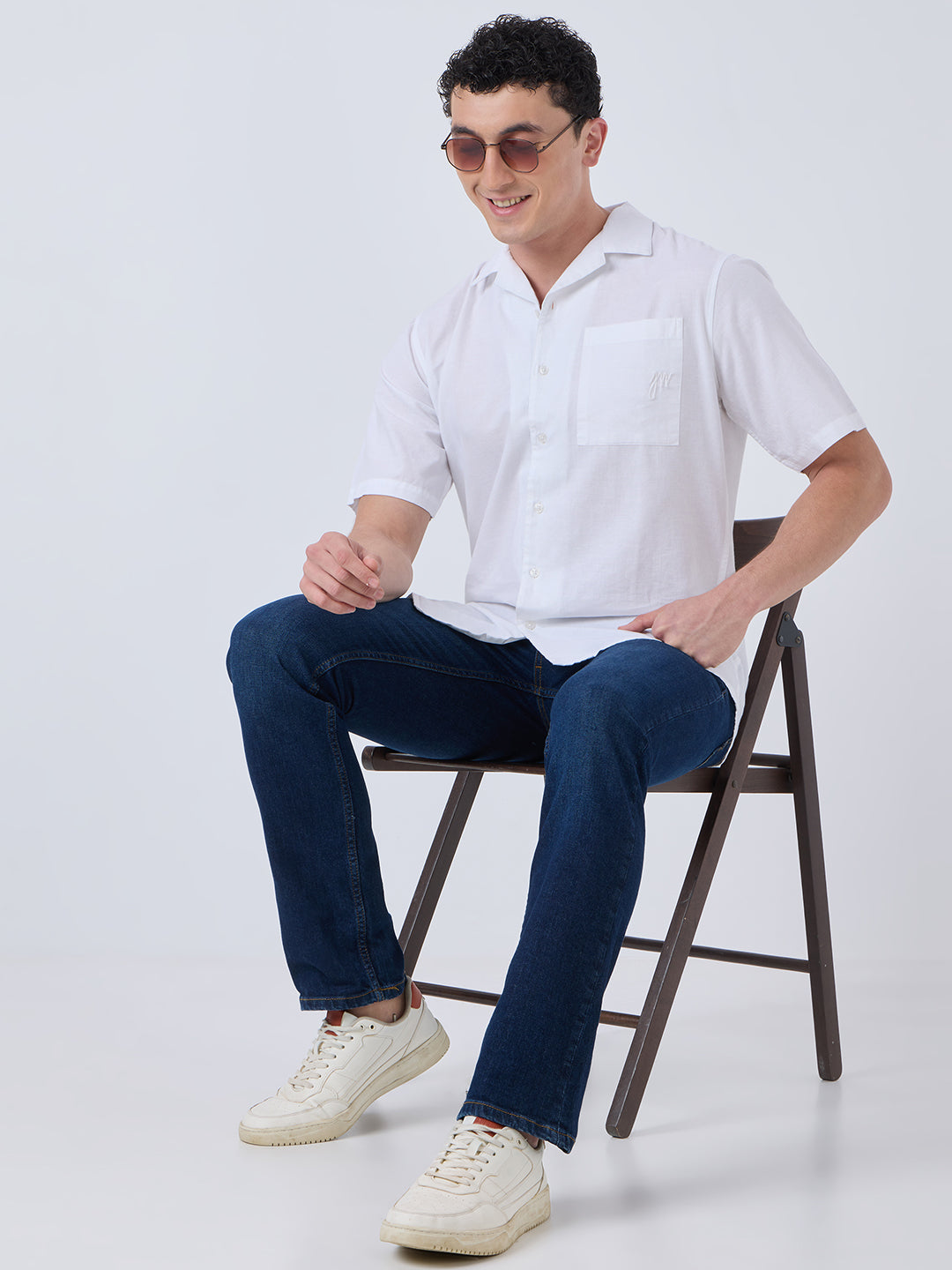 Santorini Half-Sleeves Linen Shirt - White