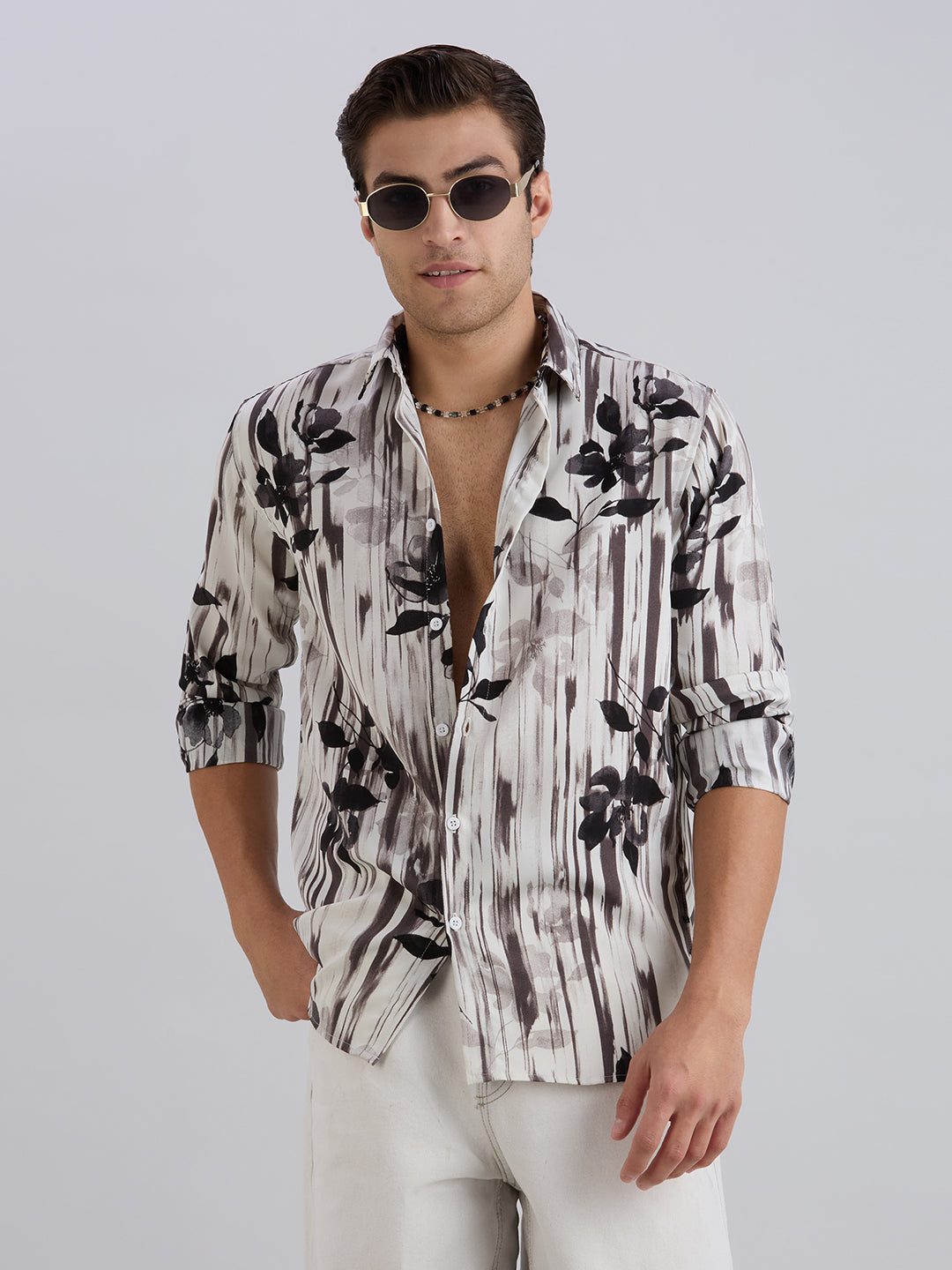Petal Printed Shirt - White