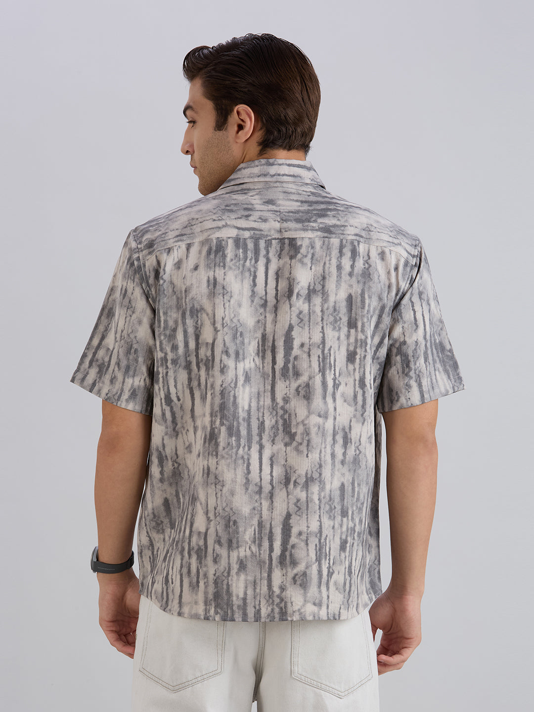 Mist Half-Sleeves Textured shirt - Beige