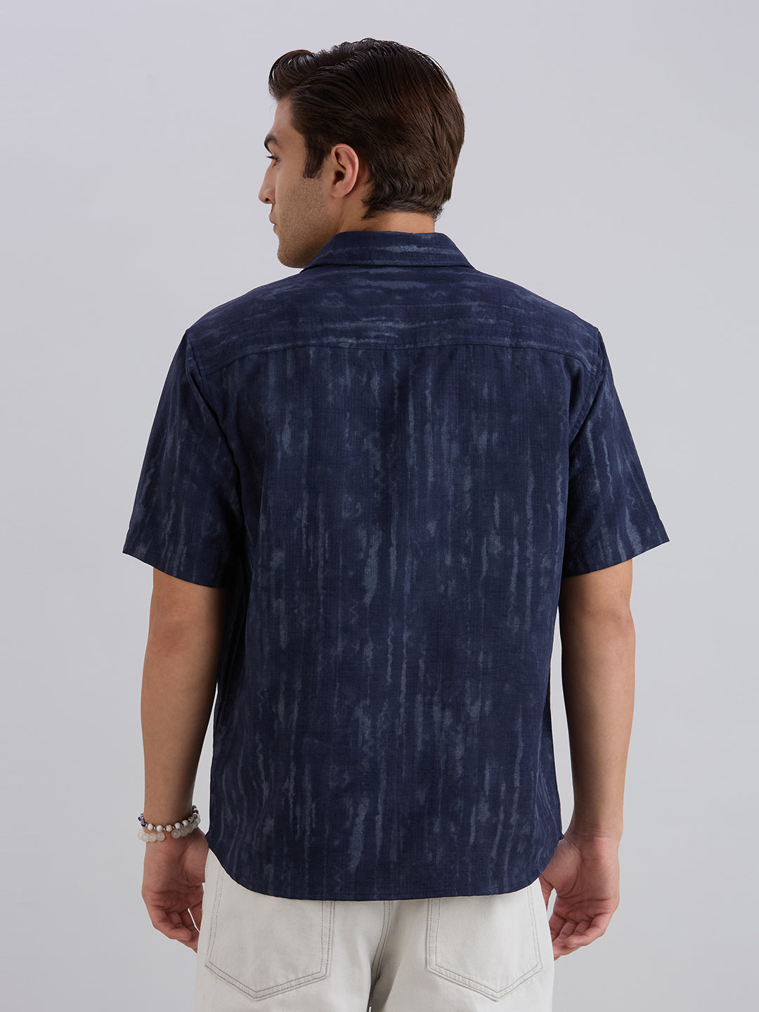 Mist Half-Sleeves Textured shirt - Navy Blue