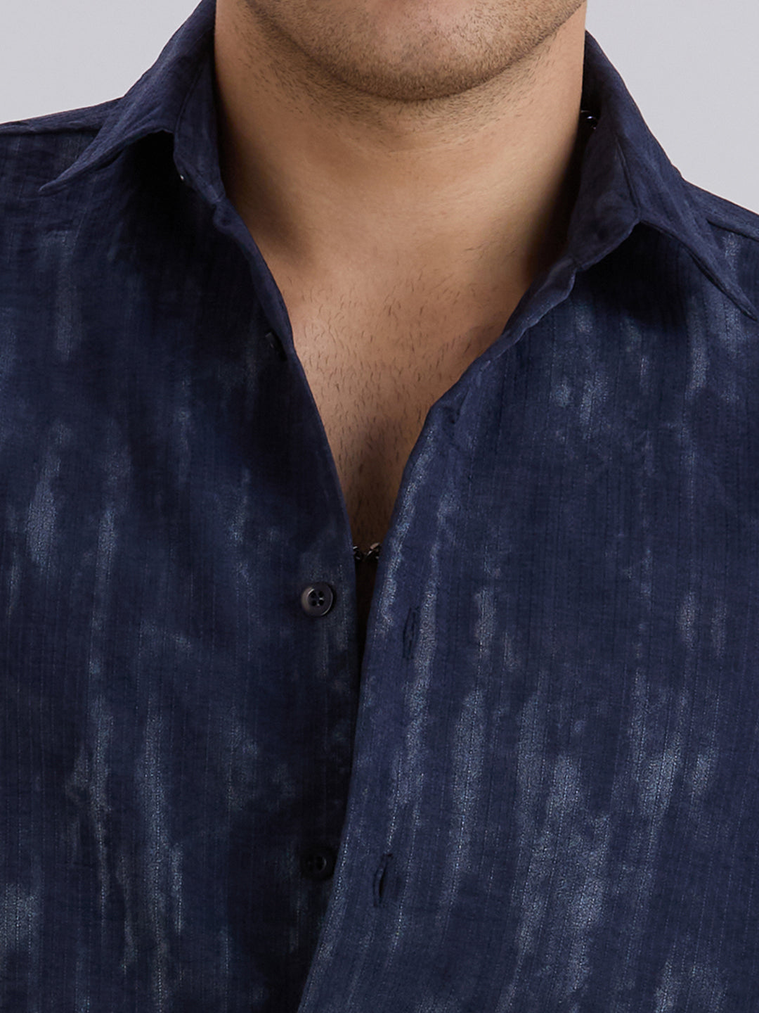 Mist Half-Sleeves Textured shirt - Navy Blue