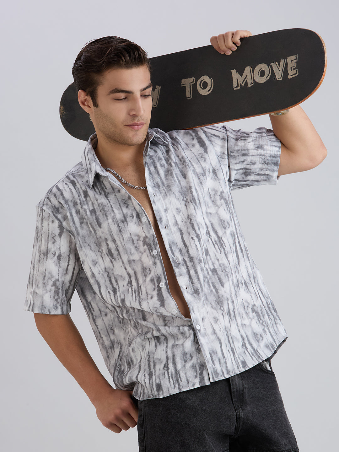 Mist Half-Sleeves Textured shirt - White