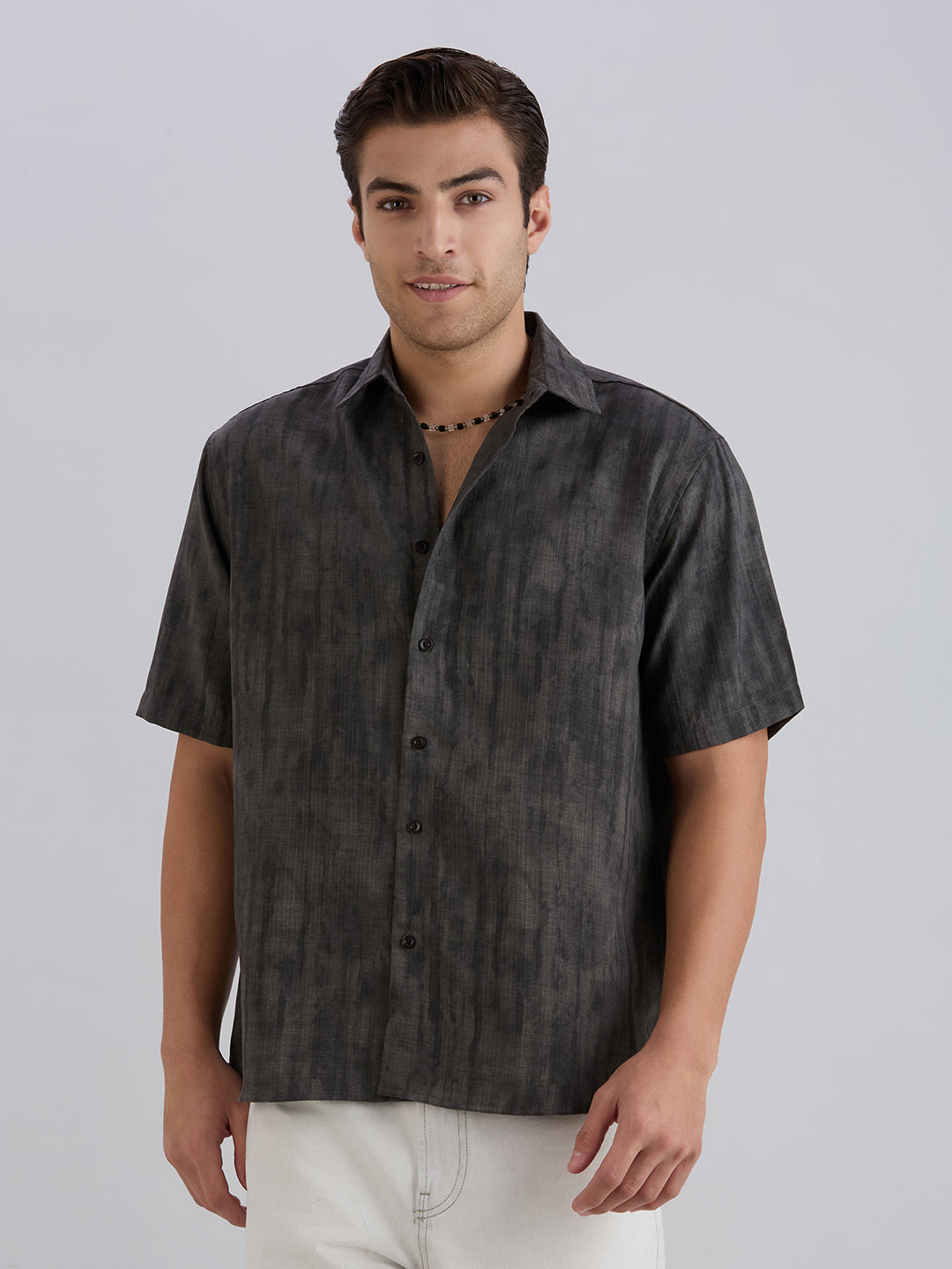 Mist Half-Sleeves Textured shirt - Grey
