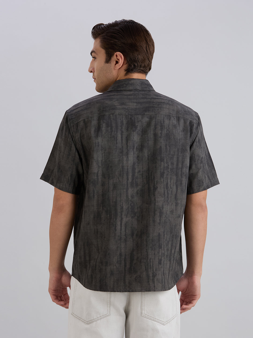 Mist Half-Sleeves Textured shirt - Grey