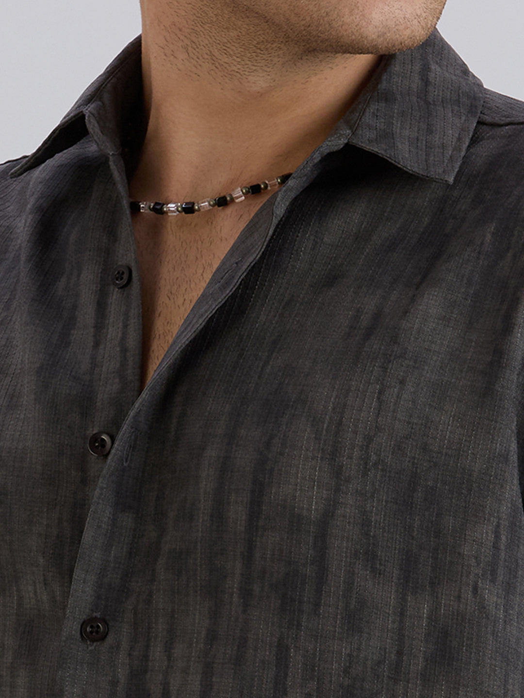 Mist Half-Sleeves Textured shirt - Grey